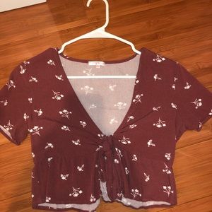 PacSun floral front knot top